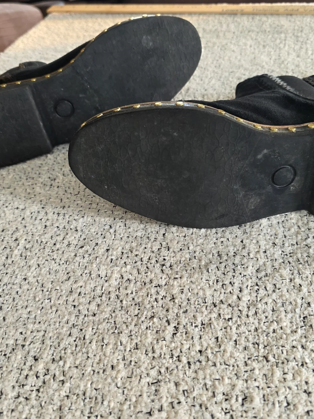 Free People Black Suede Patent Leather Studded Chelsea Ankle Boots 38/ Size 8